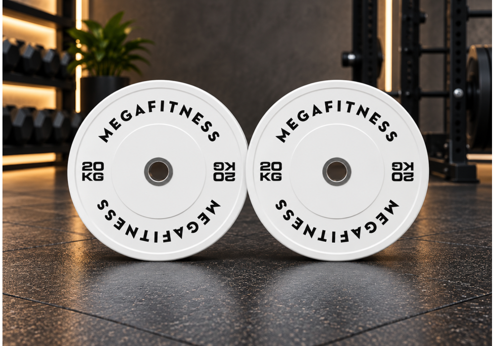 Λευκό Bumper Plate 20 kg από καουτσούκ SBR με ανοξείδωτο δακτύλιο