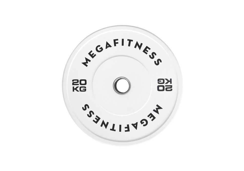 Λευκό Bumper Plate 20 kg από καουτσούκ SBR με ανοξείδωτο δακτύλιο
