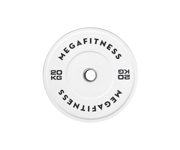 Λευκό Bumper Plate 20 kg από καουτσούκ SBR με ανοξείδωτο δακτύλιο