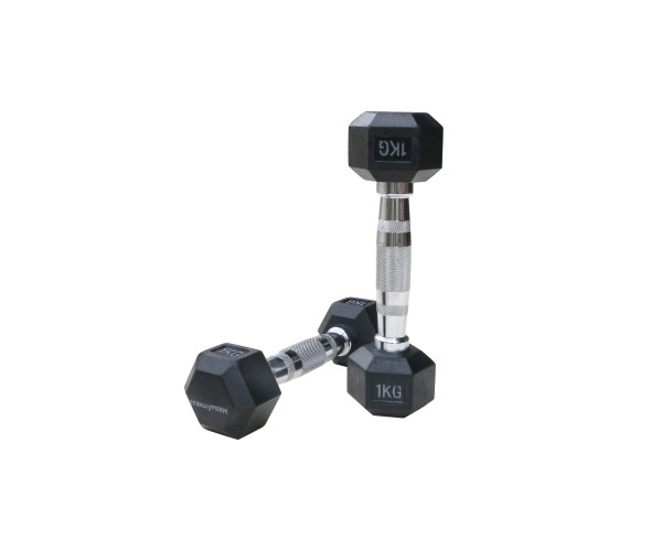 Μαύρος εξάγωνος αλτήρας Rubber 1 kg
