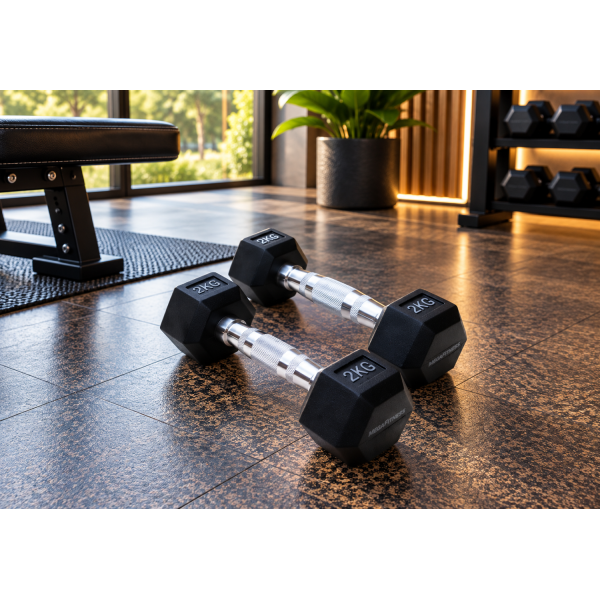 Black Hex Dumbbell 2kg |MegaFitness