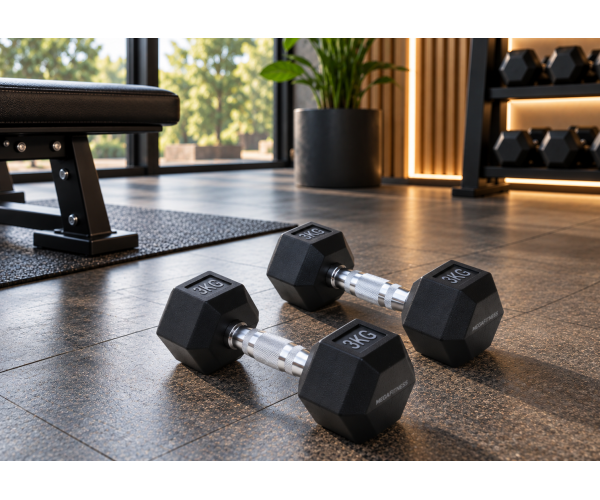 Black Rubber Hex Dumbbell 3 kg