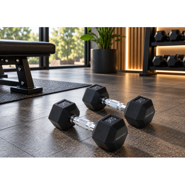 Black Hex Dumbbell 3kg | Megafitness
