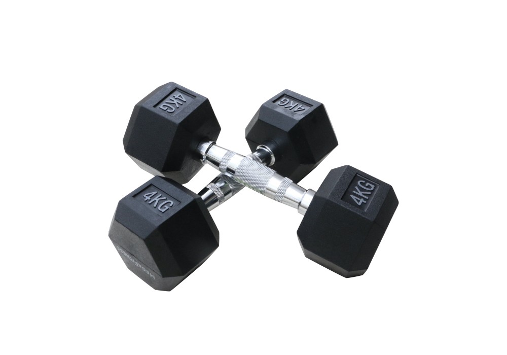 Μαύρος εξάγωνος αλτήρας Rubber 4 kg