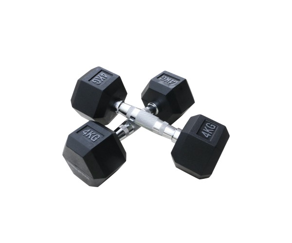 Μαύρος εξάγωνος αλτήρας Rubber 4 kg