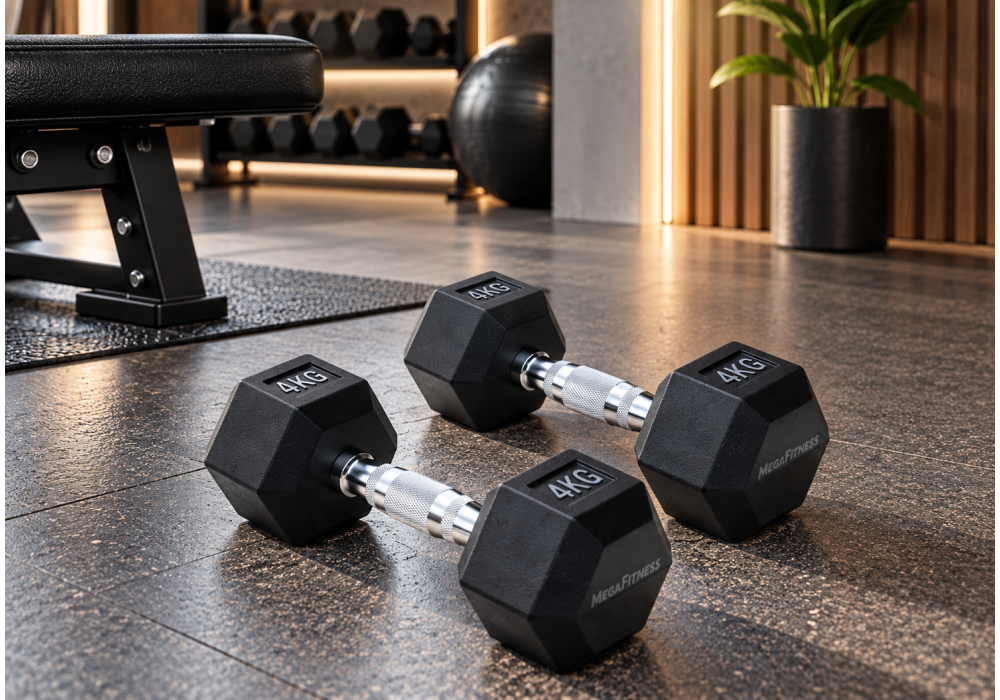 Black Rubber Hex Dumbbell 4 kg