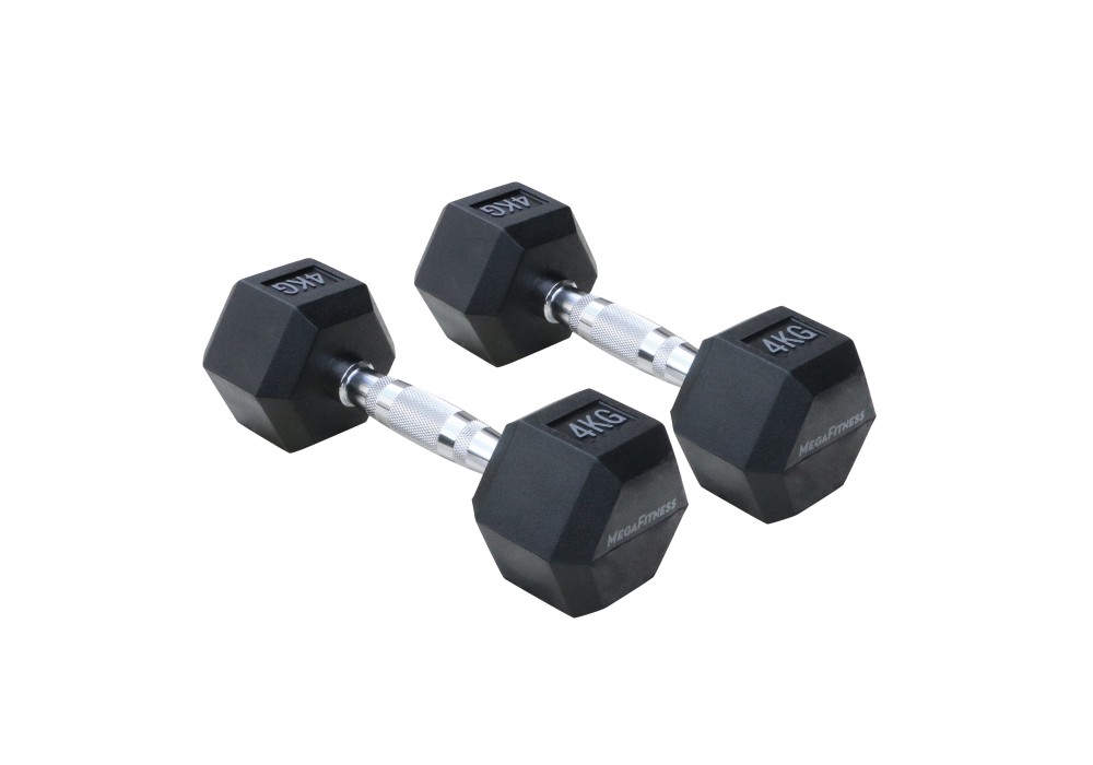 Μαύρος εξάγωνος αλτήρας Rubber 4 kg
