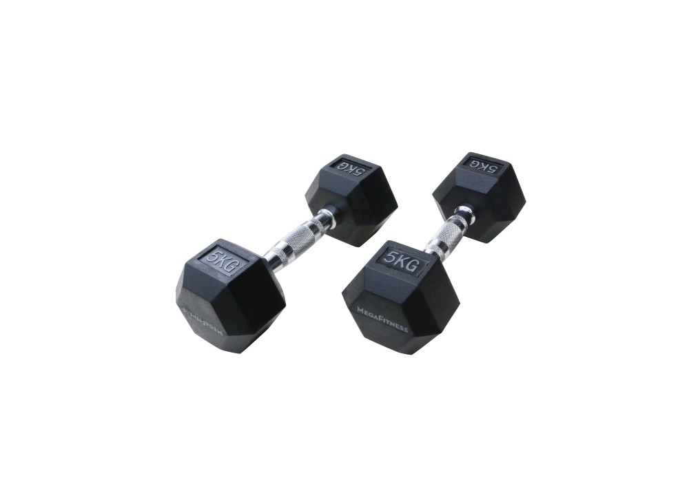 Μαύρος εξάγωνος αλτήρας Rubber 5 kg