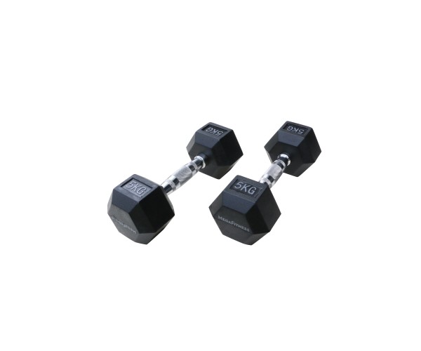 Μαύρος εξάγωνος αλτήρας Rubber 5 kg