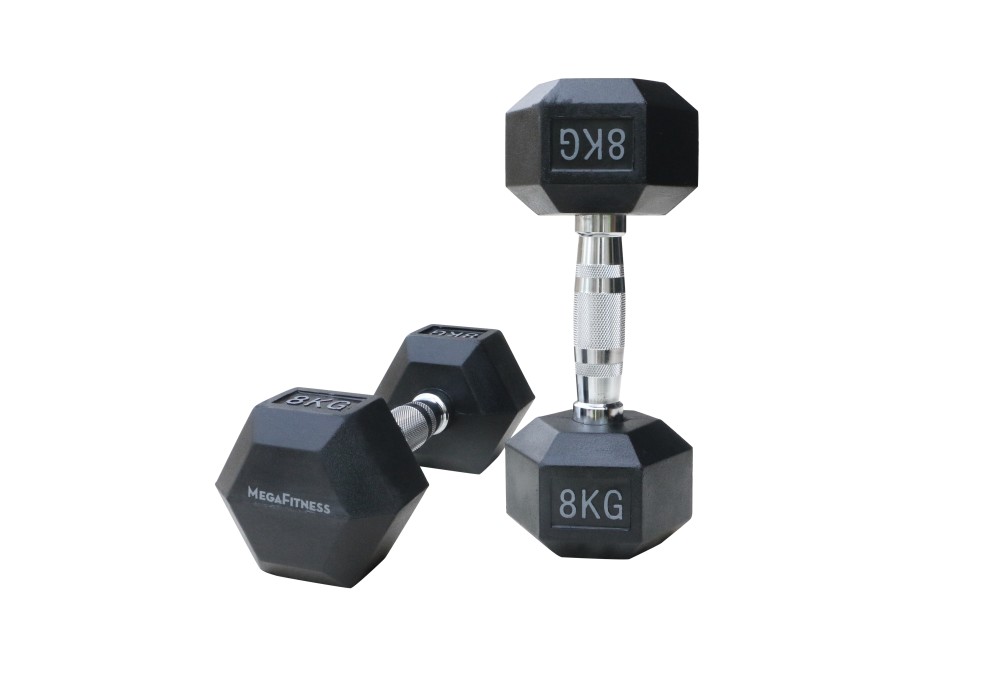 Μαύρος εξάγωνος αλτήρας Rubber 8 kg