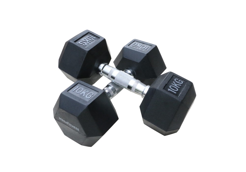 Μαύρος εξάγωνος αλτήρας Rubber 10 kg