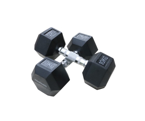 Μαύρος εξάγωνος αλτήρας Rubber 10 kg