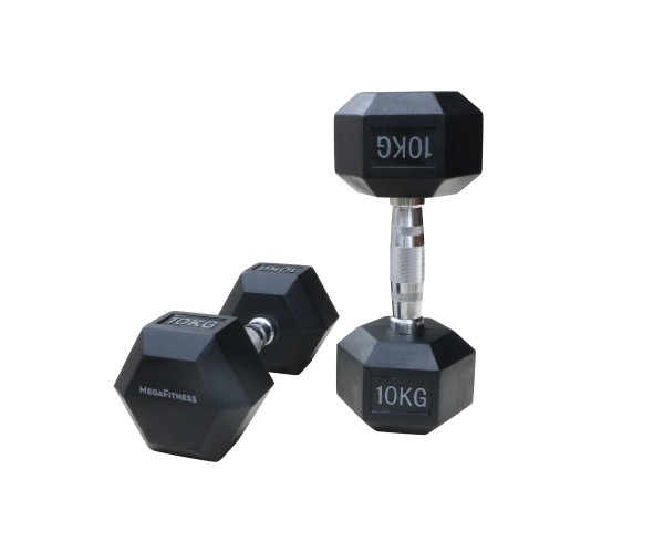 Μαύρος εξάγωνος αλτήρας Rubber 10 kg