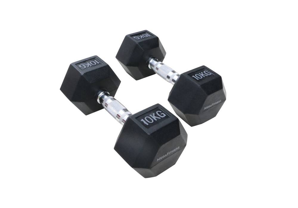 Μαύρος εξάγωνος αλτήρας Rubber 10 kg