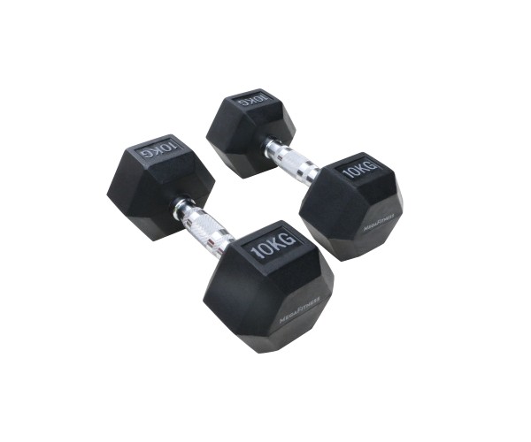 Μαύρος εξάγωνος αλτήρας Rubber 10 kg