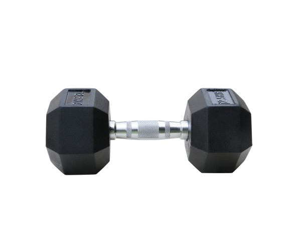 Μαύρος εξάγωνος αλτήρας Rubber 12,5 kg