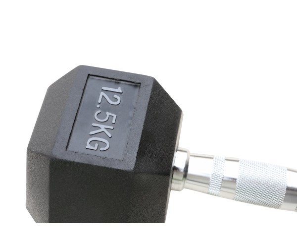 Μαύρος εξάγωνος αλτήρας Rubber 12,5 kg