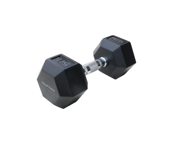 Μαύρος εξάγωνος αλτήρας Rubber 12,5 kg