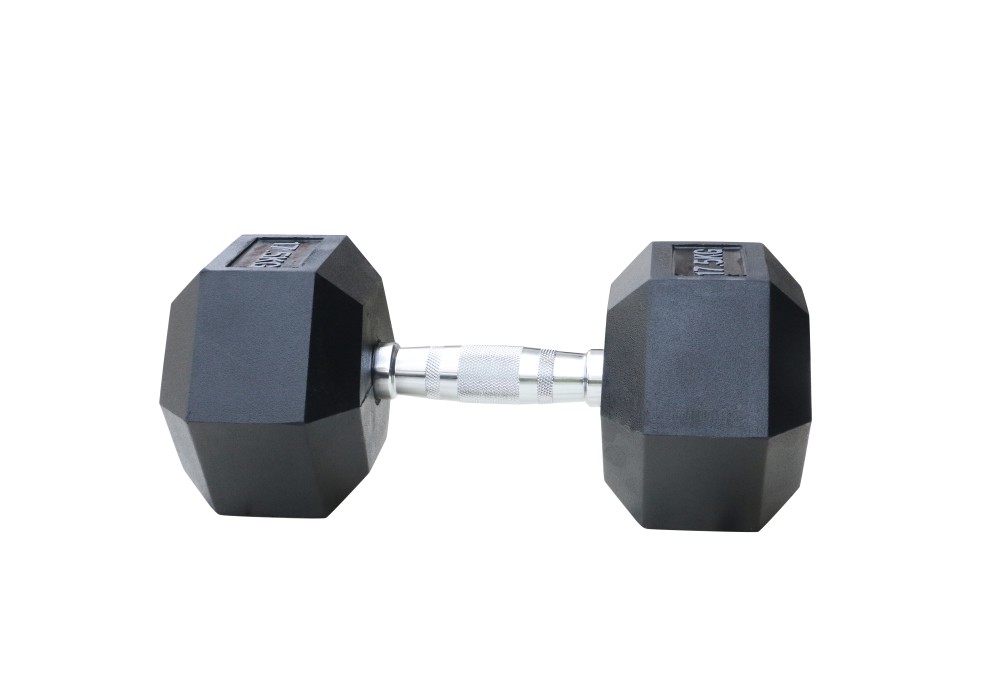 Μαύρος εξάγωνος αλτήρας Rubber 17,5 kg