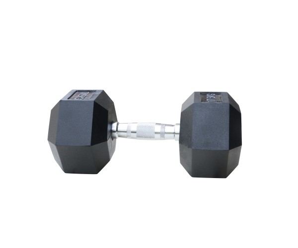 Μαύρος εξάγωνος αλτήρας Rubber 17,5 kg