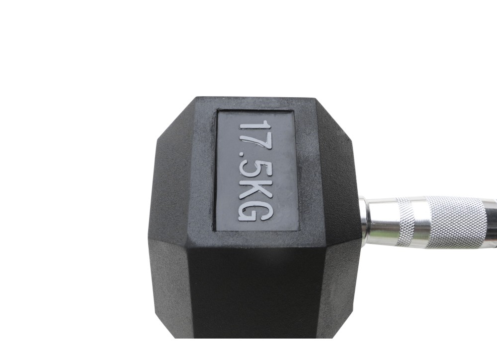Μαύρος εξάγωνος αλτήρας Rubber 17,5 kg
