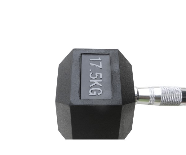 Μαύρος εξάγωνος αλτήρας Rubber 17,5 kg