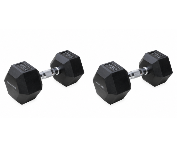 Μαύρος εξάγωνος αλτήρας Rubber 17,5 kg