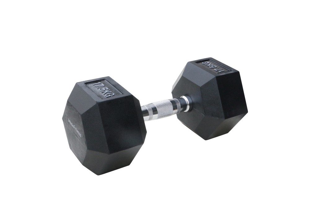 Μαύρος εξάγωνος αλτήρας Rubber 17,5 kg