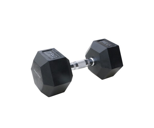 Μαύρος εξάγωνος αλτήρας Rubber 17,5 kg