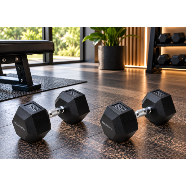 Black Hex Dumbbell 20kg | Megafitness
