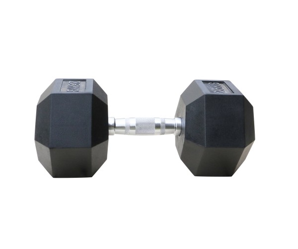 Μαύρος εξάγωνος αλτήρας Rubber 25 kg