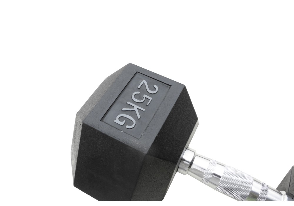 Μαύρος εξάγωνος αλτήρας Rubber 25 kg