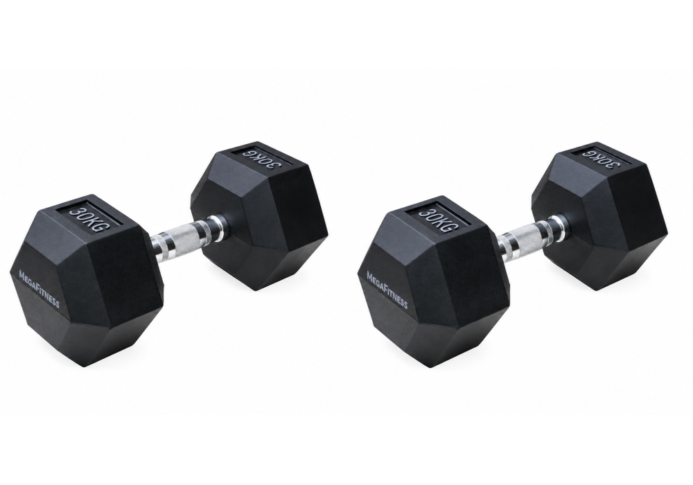 Εξάγωνος Αλτήρας Rubber 30 kg Μαύρος