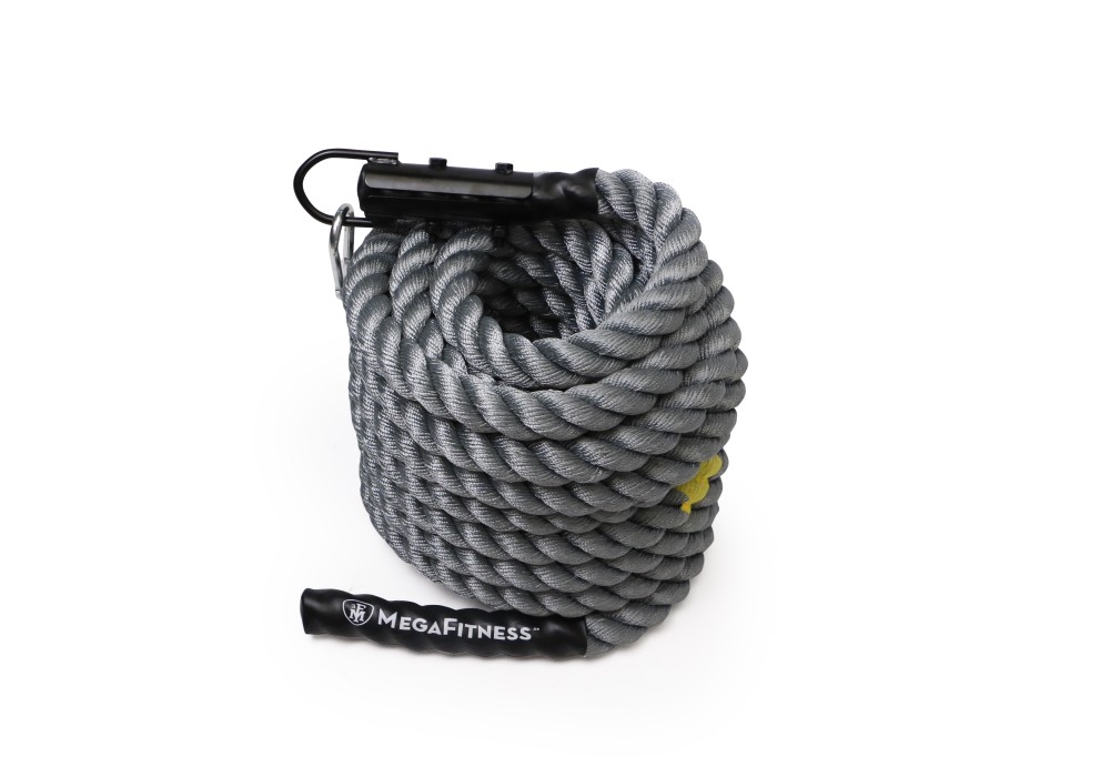 Γκρι σχοινί Power Sled και Battle Rope 15 m με κίτρινες λεπτομέρειες