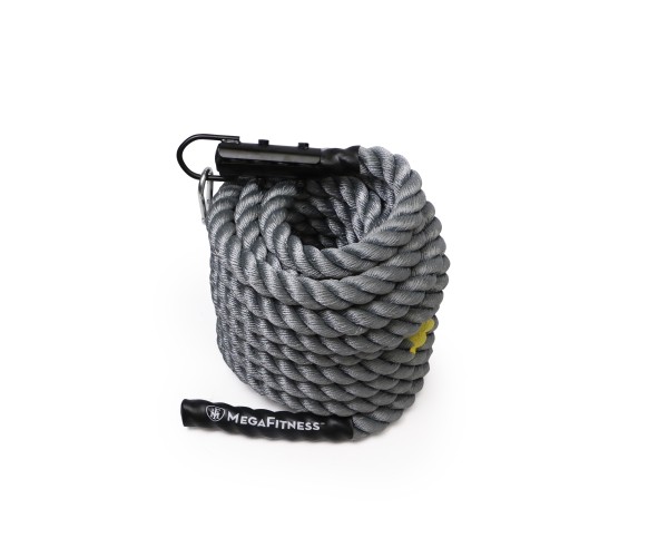 Γκρι σχοινί Power Sled και Battle Rope 15 m με κίτρινες λεπτομέρειες