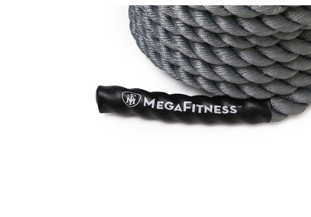 Γκρι σχοινί Power Sled και Battle Rope 15 m με κίτρινες λεπτομέρειες