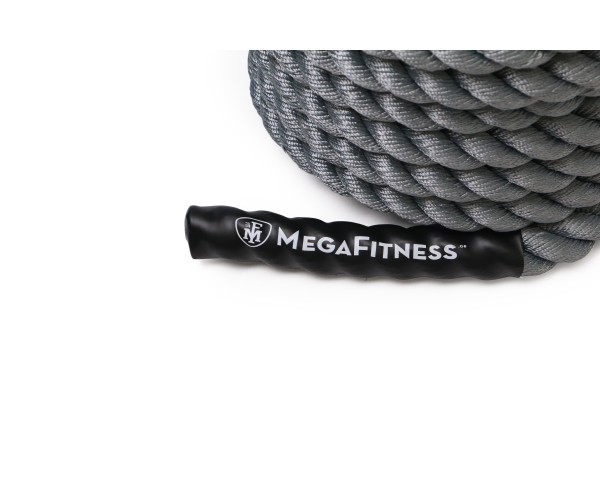 Γκρι σχοινί Power Sled και Battle Rope 15 m με κίτρινες λεπτομέρειες