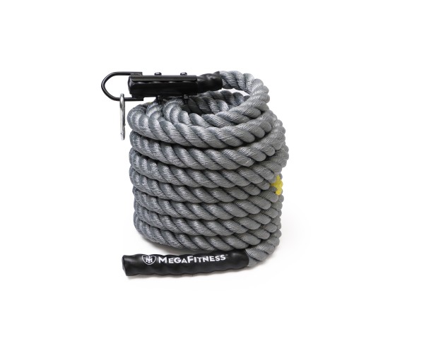 Γκρι σχοινί Power Sled και Battle Rope 15 m με κίτρινες λεπτομέρειες