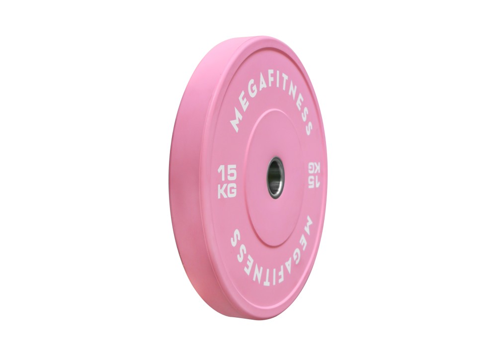Ροζ Ολυμπιακό Bumper Plate 15 kg με οπή 50 mm