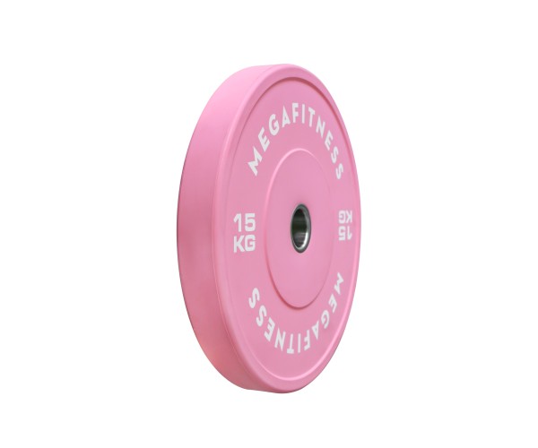 Ροζ Ολυμπιακό Bumper Plate 15 kg με οπή 50 mm