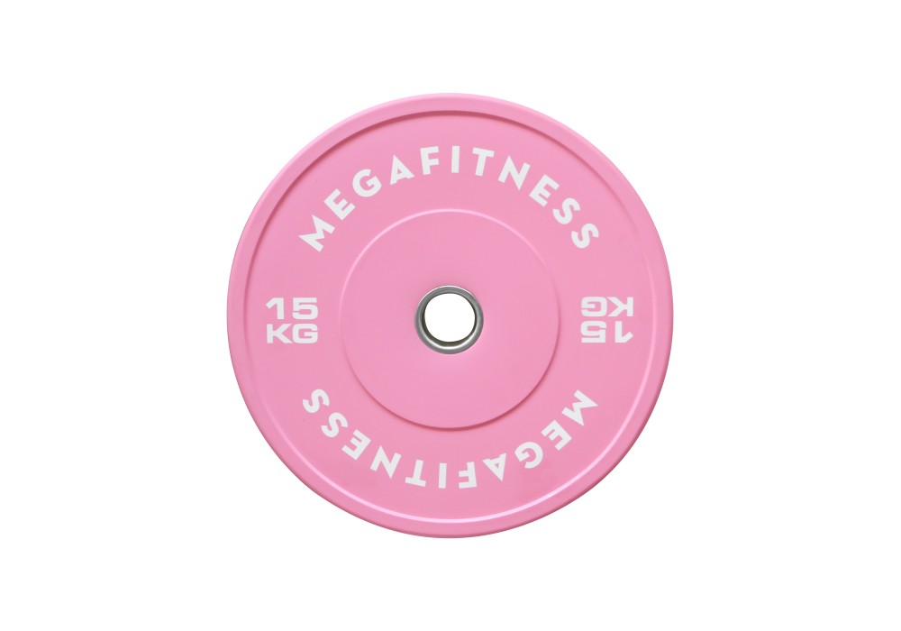 Ροζ Ολυμπιακό Bumper Plate 15 kg με οπή 50 mm