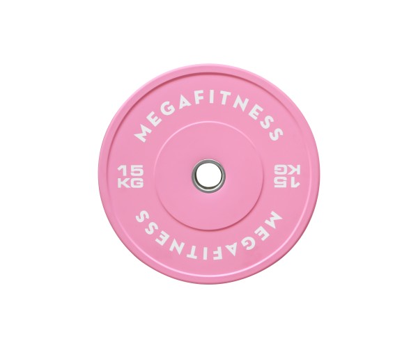 Ροζ Ολυμπιακό Bumper Plate 15 kg με οπή 50 mm