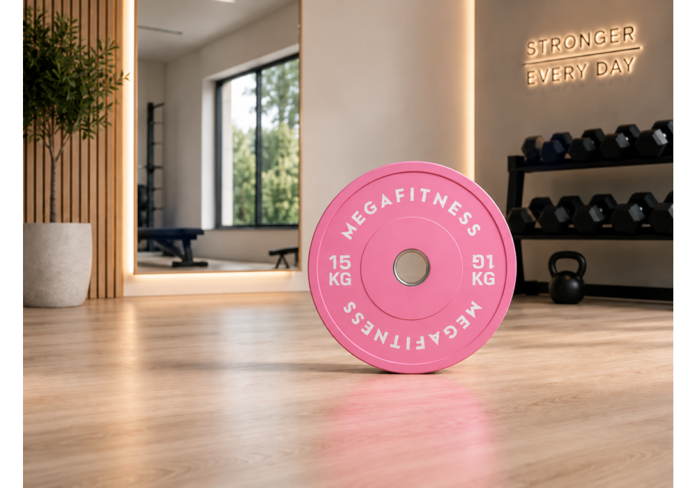 Pink 15 kg Olympic Bumper Plate with 50 mm centre hole