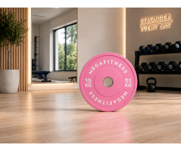 Pink 15 kg Olympic Bumper Plate with 50 mm centre hole