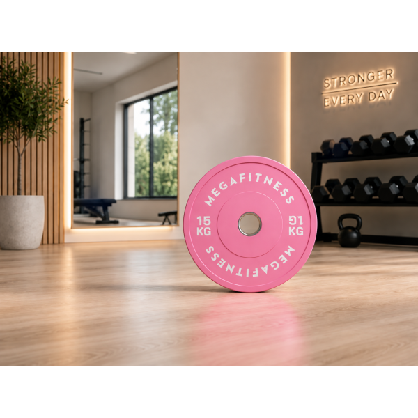 Bumber Plate Olympic Type Pink 15kg|Megafitness