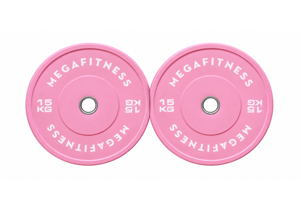 Ροζ Ολυμπιακό Bumper Plate 15 kg με οπή 50 mm