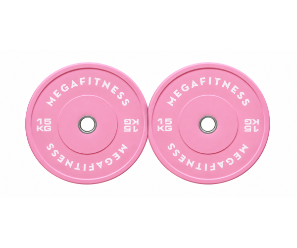 Ροζ Ολυμπιακό Bumper Plate 15 kg με οπή 50 mm