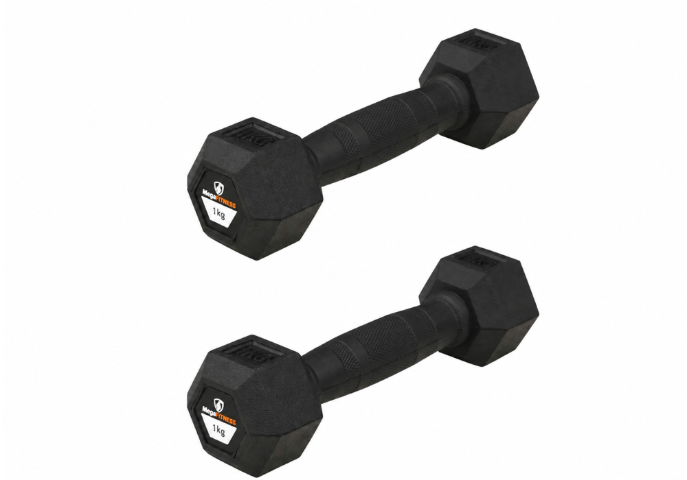 Hex Rubber Dumbbell 1kg |Megafitness