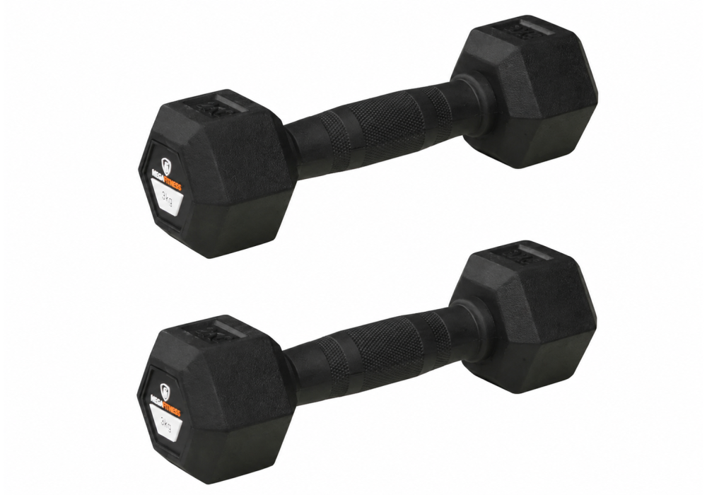 Hex Rubber Dumbbell 3kg |Megafitness