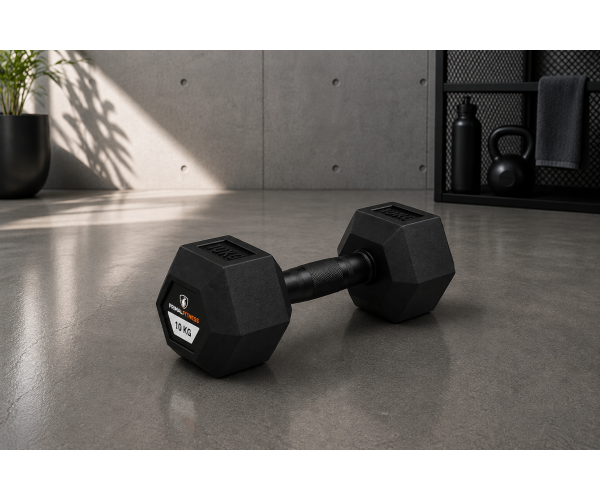 Hex Rubber Dumbbell 10kg |Megafitness